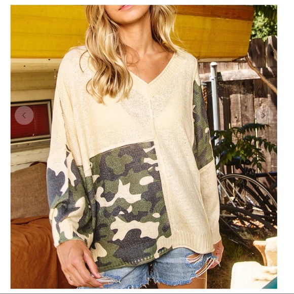 Camouflage Color Blocked relax fit Sweater - Picture 5 of 7